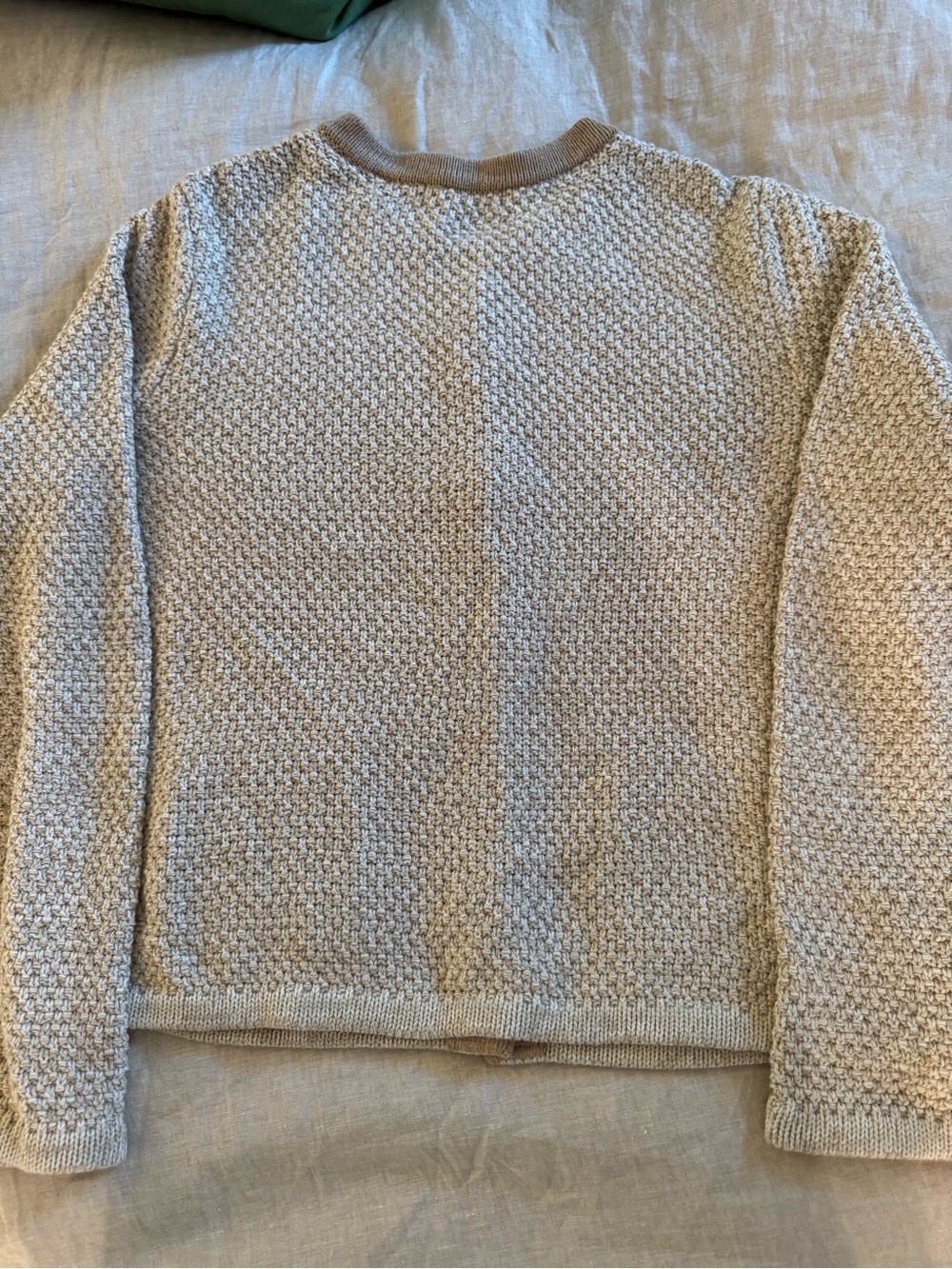 J. McLaughlin Beige Knit Cardigan with Tan Trim - Picture 4 of 4